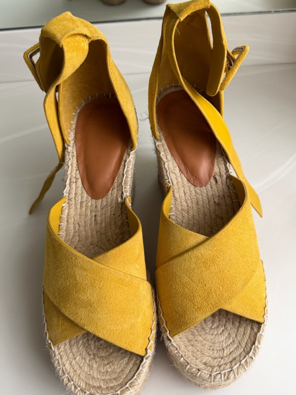 Marc Fisher Yellow Wedge Sandals